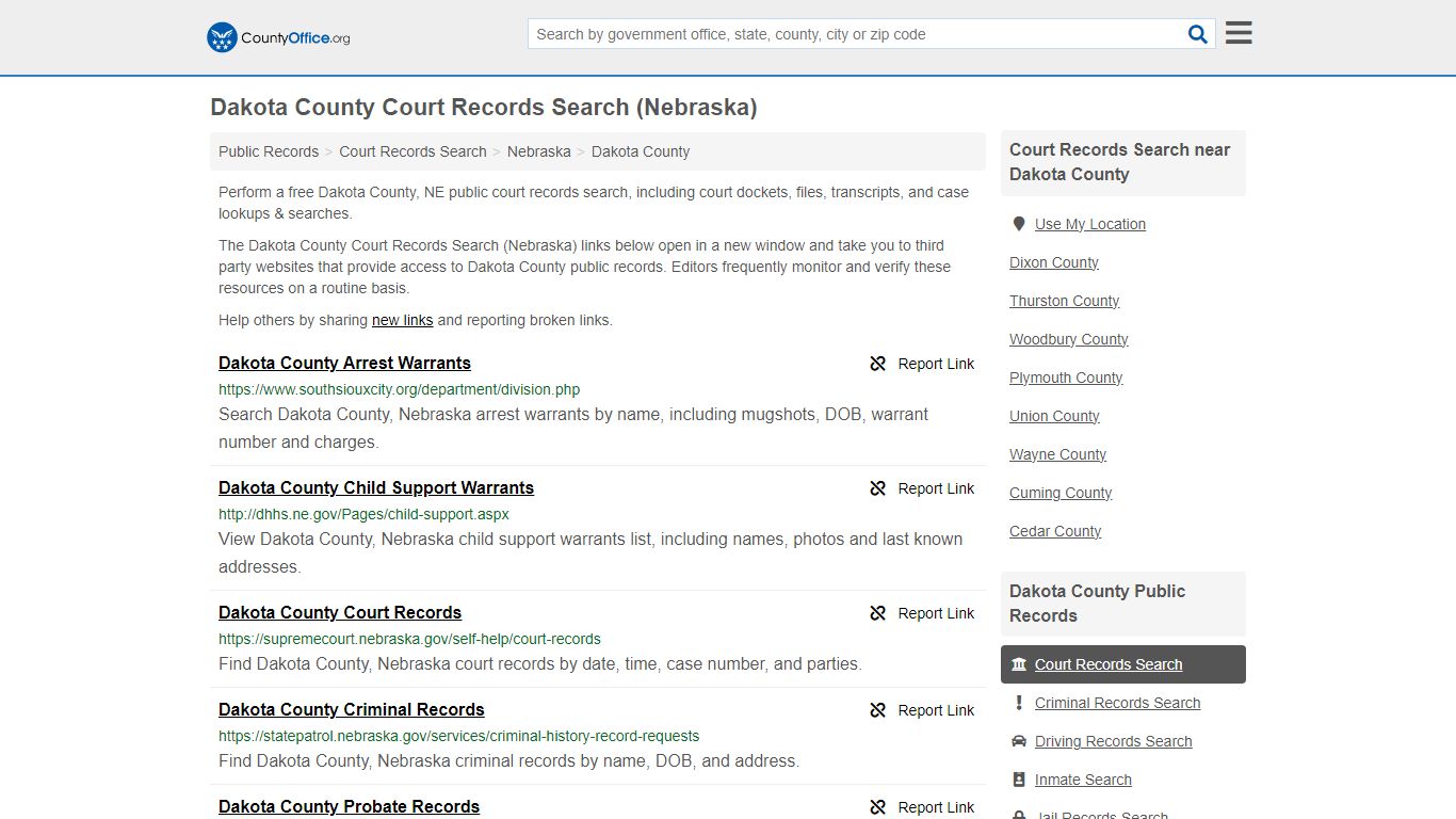Dakota County Court Records Search (Nebraska) - County Office